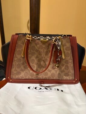 Coach Dreamer signature canvas, snake skin satchel
